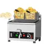 Fritadeira Comercial de Mesa Grande Capacidade Máquina Inteligente para Frango Frito Bife Máquina de Massa Frita de Cilindro Único e Duplo Temperatura Constante Frango Frito Espetinhos Fritadeira Elétrica