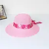 Sombrero de Sol para Exteriores de Primavera y Verano Sombrero de Paja Lafite Sombrero de Madre Tejido para Mujer Sombrero de Sol de Ala Ancha con Cinta Sombrero de Pescador