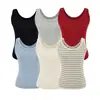 Chal de punto sin mangas con cuello en U estilo Puro Deseo Moda Nueva Primavera 2026 Versátil Ajustado Casual para Mujer