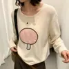 Suéter casual, versátil y divertido con estampado de hongos estilo coreano para mujer, un nuevo diseño de otoño/invierno que te hace lucir más joven, con corte holgado, efecto adelgazante y textura suave y cómoda