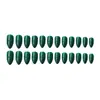 Unhas Postiças Pontiagudas Formato Gota de Água com Amêndoa Verde Escuro Clareadoras Usáveis 24 Peças Cor Pura Unhas de Manicure