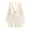 Outono 2025 Novo Estilo Europeu e Americano Elegante Vestido de Cetim com Textura e Gola Drapeada Feminino Curto 9377332
