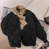 Jaqueta curta acolchoada de algodão 2023 Novo design feminino Sense Rhombus Cocoon Type Jaqueta leve e fina acolchoada de algodão Casaco de inverno para homens pequenos
