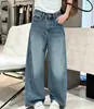 Jeans de cintura alta e perna larga para mulheres, novo estilo primavera e outono 2026, calças retas soltas, emagrecimento, com caimento, calças compridas até o chão