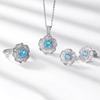 Anel de flor colorido novo e brilhante transfronteiriço Prata S925 Corte Flor de Gelo Diamante de Alto Carbono Anel de Dedo Aberto Estilo Europeu e Americano Luxo Leve