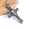 Haiteng joyería acero de titanio fundición estilo punk hip hop europeo y americano hombre acero inoxidable colgante cruz calavera