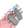 Pinza BB de lazo estilo coreano con diamantes completos para mujer, pinza lateral de pedrería de lujo ligero, pinza para el pelo exquisita para flequillo y cabellos sueltos, accesorio para el pelo elegante