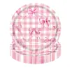 Amazon Novo Tema de Laço Rosa Festa de Aniversário Louça Toalha de Mesa Descartável Guardanapos Pratos de Papel Copos de Papel Decorações