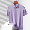 Camisa Polo Sin Marca de Seda de Hielo para Hombre Verano Sencilla Camiseta de Manga Corta Lassel Top Multicolor Casual de Negocios para Papá