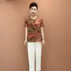 Blusas de Manga Corta con Estampado Retro, Nueva Moda de Verano para Mamás, Camisetas Finas que Cubren el Vientre y Adelgazan para Personas de Mediana Edad y Mayores
