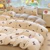 Juego de cuatro piezas de terciopelo de leche engrosado clase A popular terciopelo de doble cara ropa de cama con volantes terciopelo coral juego de tres piezas sábana funda de edredón