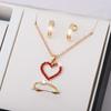Collar de novia con pendientes de corazón, joyería de diamantes de amor sencilla y de gran venta en Europa y América, disponible en stock.
