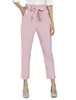 Decoración de Cinturón Transfronteriza al por Mayor Pantalones Cropped Casuales para Mujer Cintura Elástica Diseño de Bolsillos Pantalones Cropped Adelgazantes