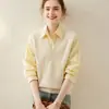 Chaleco de Cachemira Chaleco de Punto para Mujer 2024 Otoño e Invierno Nuevo Holgado Ropa Exterior Apilada Cuello en V Color Sólido Suéter Chaleco