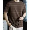 Camiseta de Manga Corta a Rayas para Hombre, Camisa Marinera de Algodón de Alta Gama con Sensación de Nube, Fresca y de Tacto Premium, Top Casual de Cuello Redondo para Hombre