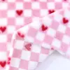 Tela de felpa estampada a cuadros de terciopelo de conejo con estampado a cuadros en forma de corazón de imitación de pelo de conejo para juguetes de mascotas, zapatos, sombreros y textiles para el hogar al por mayor