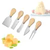 Venda Direta de Fábrica Ponto Aço Inoxidável Faca de Queijo Cabo de Madeira Queijo Queijo Faca Conjunto Cozinha Faca de Queijo Faca de Queijo