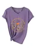 En una Carretera Oscura y Desierta Amazon Wish Sitio Independiente Moda Casual Camiseta de Manga Corta con Cuello en V para Mujer