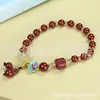Nuevo Pulsera de Cinabrio de 6 mm con Perlas de Arena Dorada Púrpura de Alto Contenido, Pulsera Pixiu, Amuleto de la Fortuna, Joyería del Zodiaco, Transmisión en Vivo