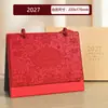Calendario 2027 Estilo Chino Estampado en Caliente Calendario Mensual Adorno de Escritorio Creativo Anillado Tarjeta Perforada Planifica el Calendario de Hoy Logo Personalizado