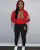 Novo conjunto de moletom com capuz casual de comércio exterior marca de moda conjunto de moletom estampado com cabeça de urso tamanho europeu moletom