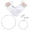 Guantes Cortos de Satén de Nuevo Estilo Transfronterizos para Niñas de las Flores, Joyería de Perlas de Moda Europea y Americana, Set de Cuatro Piezas de Collar de Rendimiento para Niñas