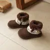 Moda Infantil Dulce Estilo Universitario Felpa Cálida Botas Grandes de Algodón 2025 Invierno Nuevo Suela Suave Engrosada Botas de Nieve Modernas