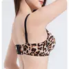 AD22 Lingerie Sexy com Estampa de Leopardo para Mulheres, Push-Up para Seios Pequenos, Sem Costura, Elegante, Anti-Queda, Sutiã com Controle Lateral dos Seios