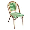 Mesa y Silla de Exterior de Fábrica Combinación Metal Mimbre Retro Silla de Comedor Francesa Interior y Exterior B&B Balcón Patio Silla Individual