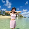 Estilo Ins Coreano Lujo Accesible Simple Color Puro Bikini de Tres Piezas Pequeño Aroma Conservador Traje de Baño Dividido para Mujeres