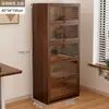 Librería a prueba de polvo de madera maciza, montada en la pared, color nogal, armario de almacenamiento, estantería de pie, estantería para el hogar