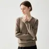 Otoño/Invierno 2026 Nuevo Cachemir para Mujer Cuello en V Flecos Capa Base Estilo Elegante Holgado Adelgazante Ribete de Piel Top para Mujer