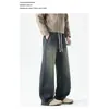 Jeans retro estilo americano con cordón para hombre, pantalones casuales rectos holgados para primavera y otoño, pantalones largos de pierna ancha que estilizan para hombre