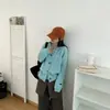Cardigã de tricô de mohair macio e fofo para mulheres, gola redonda, de abotoamento simples, caimento solto, casaco suéter curto, disponível em várias cores, pronto para envio e personalizável