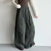 Calças de Primavera e Outono para Meninas 2026 Novas Casuais Estilo Coreano Crianças Médias e Grandes Bolsos Grandes Calças de Perna Larga Estilo Workwear Retro