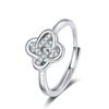 Nuevo anillo de trébol de cuatro hojas transfronterizo para mujer, con diamantes y circonitas, estilo europeo y americano, anillo de dedo ajustable y abierto, venta al por mayor