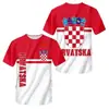 Camiseta Masculina Casual de Manga Curta com Gola Redonda, Impressão 3D da Bandeira e Brasão Nacional da Croácia, Nova, Venda Direta da Fábrica