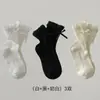 Calcetines para niños para otoño e invierno con bordes rizados y lazos, adecuados para niñas y bebés, estilo Lolita, calcetines de media pantorrilla sin presión