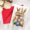 Tarjeta de Saludo de Pascua Nueva Transfronteriza con Juego de Sobres, Tarjeta de Mensaje Creativa con Elementos de Conejito, Huevo y Pascua