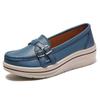 Zapatos Casuales de Suela Gruesa con Cuña de Nueva Colección Primavera y Otoño Talla Grande sin Cordones para Mujer de una Sola Capa Punta Redonda Hebilla de Metal Calzado para Mamás