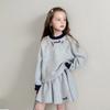 Conjunto Tutu Elefantito Niños y Niñas 2026 Principios de Otoño Nuevo Sudadera Bordada Cuello Redondo Pantalón Casual Falda Corta Conjunto de Tres Piezas