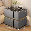 Mesita de noche Inteligente Simple Moderna Multifuncional con Carga Inalámbrica Altavoz Luz Lujo Dormitorio Uso en Casa Gabinete de Noche de Madera Maciza