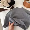 Suéter de tricô infantil de camada dupla espessado com design de cachorro dachshund bordado, cardigã quente e gerador de calor de proteína de seda para o inverno