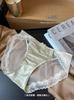 Calcinha Feminina Sexy de Renda Perolada Cetim Malha Transparente Alta Elasticidade Sem Marcas Respirável Confortável