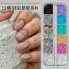 Set de 12 Piezas de Brillo para Uñas Macaron Estrella, Decoraciones Versátiles de Estrella de Cinco Puntas y Puntos para Uñas