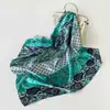 Comercio Exterior Pañuelo Cuadrado de Seda Satinada de 90 cm con Patrón de Anacardo Verde Bufanda Delgada de Verano con Protección Solar Venta al por Mayor