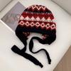 Chapéu de lã estilo étnico chapéu frio de inverno feminino retro balaclava engrossado chapéu de malha quente chapéu de proteção de orelha