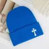 Gorro de Punto Bordado Cruzado para Otoño e Invierno, Versátil Gorro de Lana Casual de Moda Callejera, Gorro a Prueba de Frío para Deportes al Aire Libre