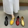 Sandalias de Cuña Doradas Chuyuji de 4 cm de Suela Gruesa para Aumentar la Altura Verano 2026 Nuevas Sandalias Romanas Cerradas para Mujer