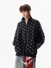 NASA SOBRE Sudadera retro americana con estampado de estrellas y cuello alto, chaqueta con cremallera a rayas de corte holgado para hombre para otoño